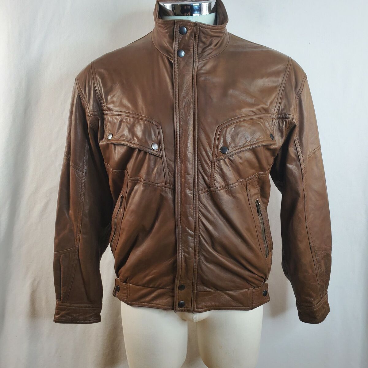 Vintage 90s retro 80s oldschool Leather Jacket Brown | eBay Vintage 90s retro 80s oldschool Leather Jacket Brown | eBay