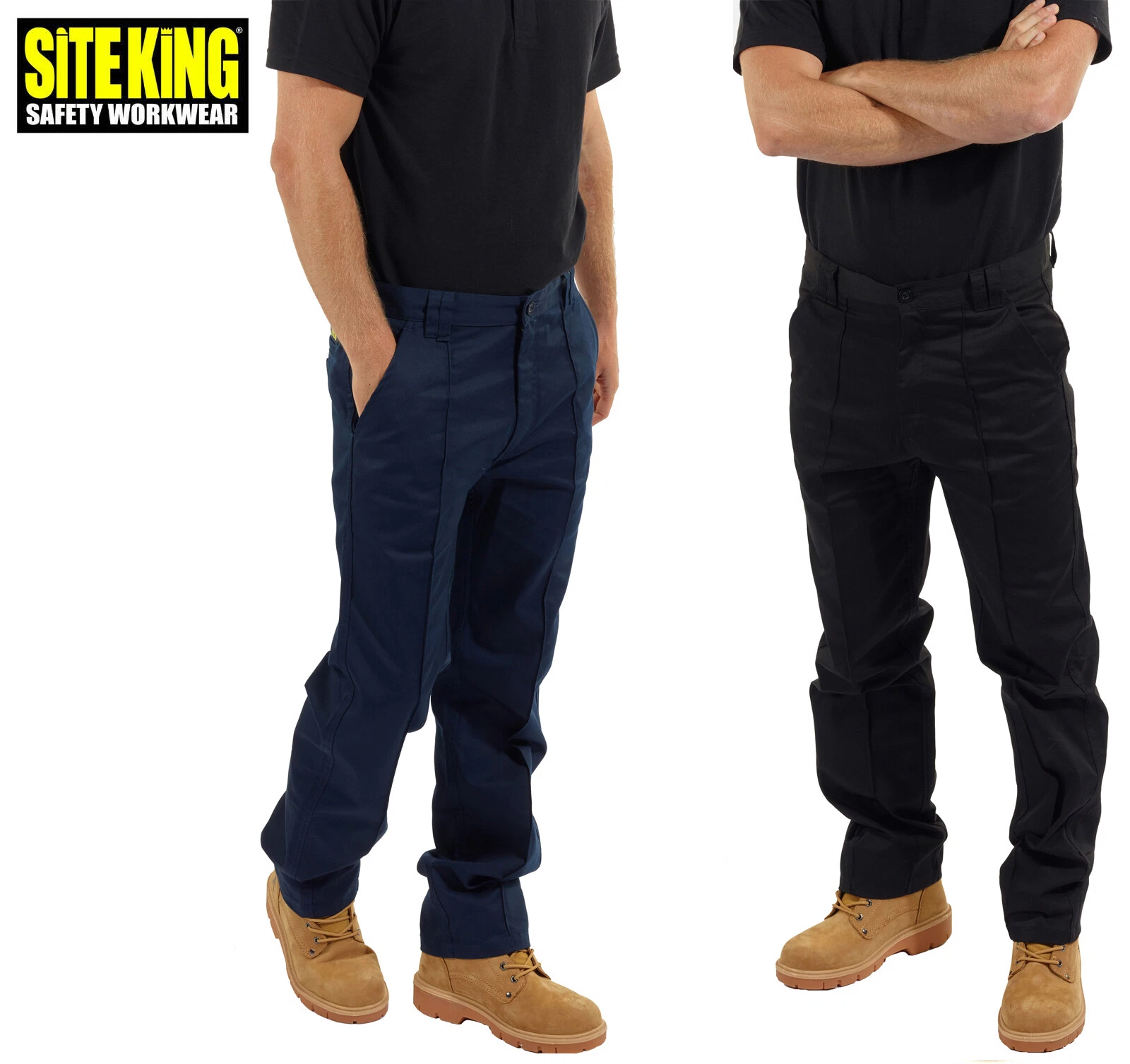 SITE KING Mens Classic Work Trousers Size 28 to 52 BLACK or NAVY WORKWEAR PANTS
Opens in a new windo