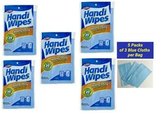 HEAVY DUTY HANDI CLOTHS ABSORBENT  MULTIPURPOSE CLEANING WIPES  5 PKS/15 Blue