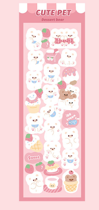 Kawaii Bear and Bunny Deco Stickers, Photo Card Deco Stickers