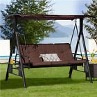 3-Seat Deluxe Outdoor Patio Porch Swing with Weather Resistant Steel Frame