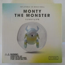SunnyLife Inflatable 3D Beach Ball Monty The Monster Open Box 13x13x13 in