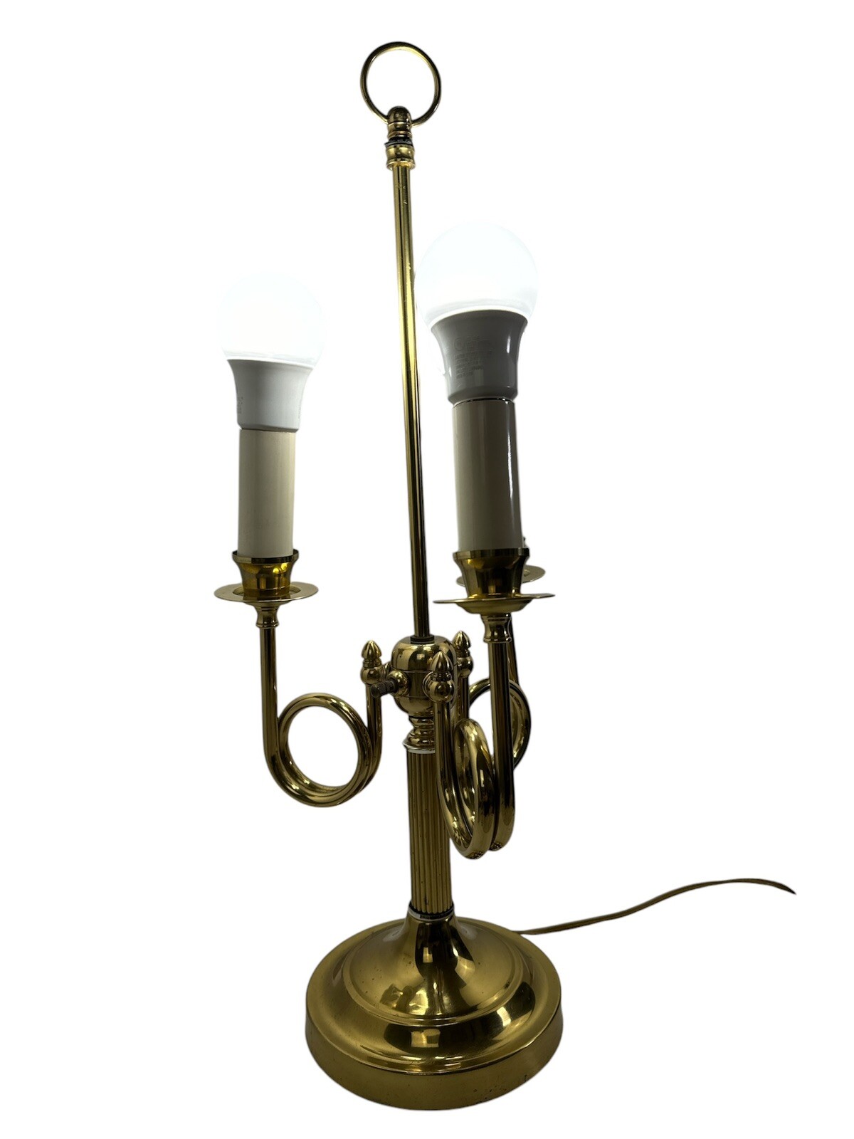 VTG ALSY 3 Arm Brass Plated French Horn Style Bouillotte Table Lamp NO Shade 22”