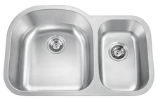 31.5" Stainless Steel Double Bowl 70/30 Undermount Kitchen Sink 18 Gauge