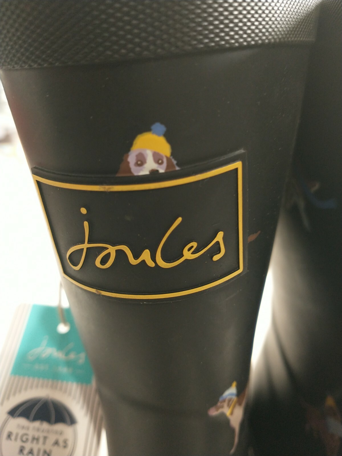 SALE JOULES Mid Rain Boots Molly Wellingtons Black Dogs 10 Terriers Spaniels NWT image 4