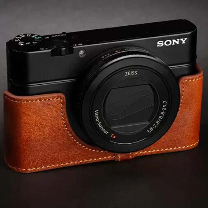 手工制作真皮相机半保护套 外壳包 适用于索尼 RX100 M6 M7 — 第 2/4 张图片