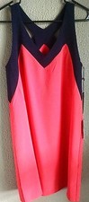 Felicity & Coco Women's Color Block Shift Dress Size XS Coral Navy Katy