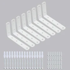 WINKER Corner Brace 8Pcs Shelf Bracket Heavy Duty White Steel L WINKER Corner...