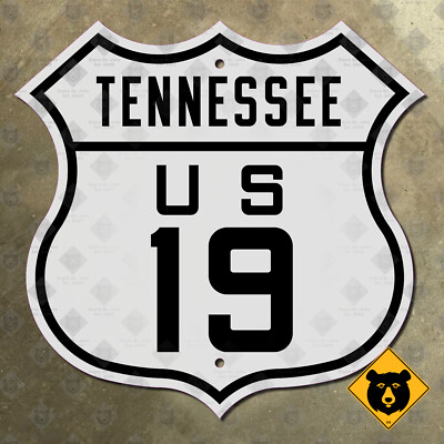 Tennessee US Route 19 highway marker 1926 road sign Bluff City Bristol 12x12