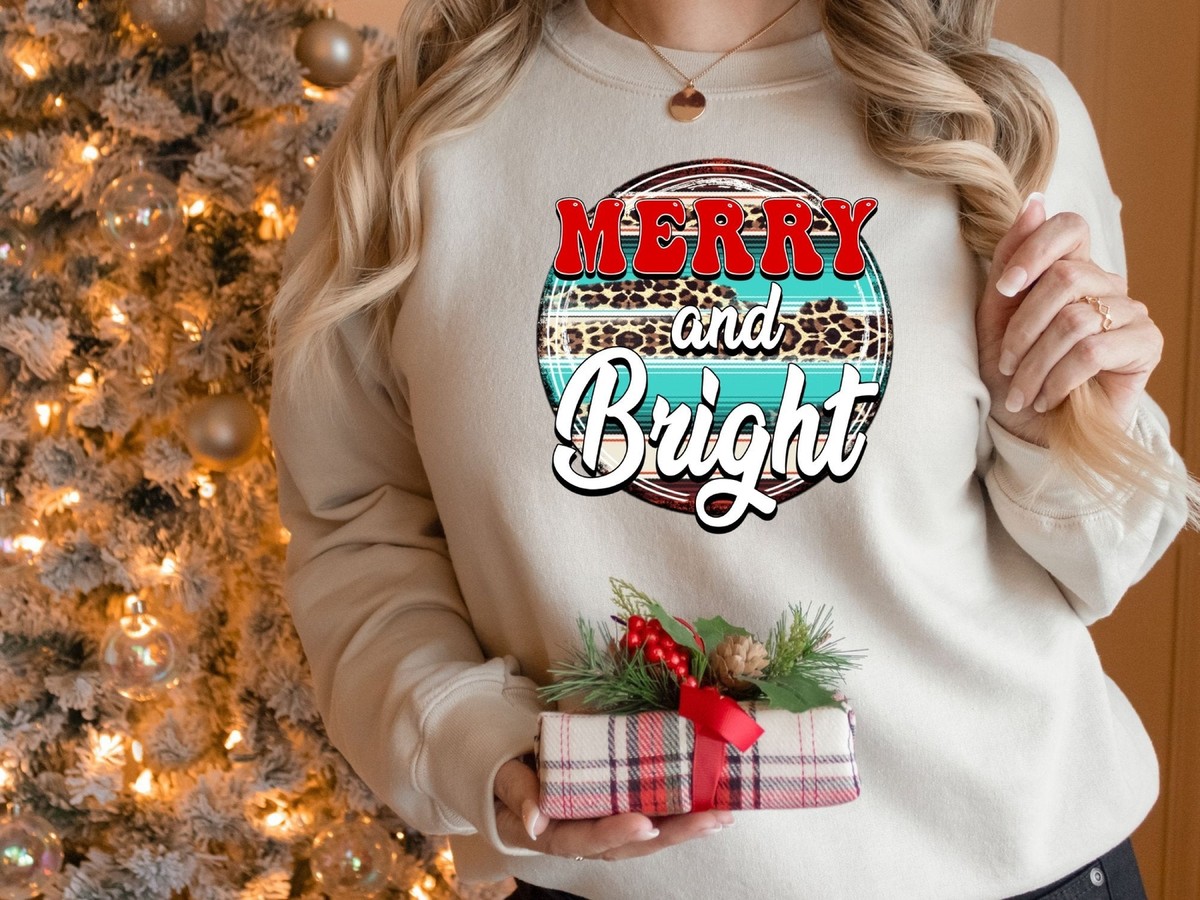 Merry and Bright Leopard Print Shirt, Merry and Bright Leopard Print  Sweatshirts