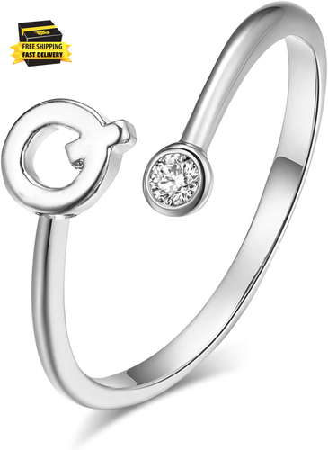 Silver Initial Letter Ring Stackable Rings for Women Fashion Rings Initial Alpha