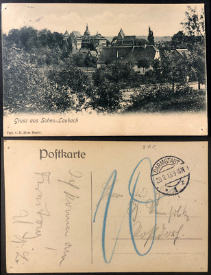  Postcard-Solms-Laubach 1913-run without stamp/postage handwritten