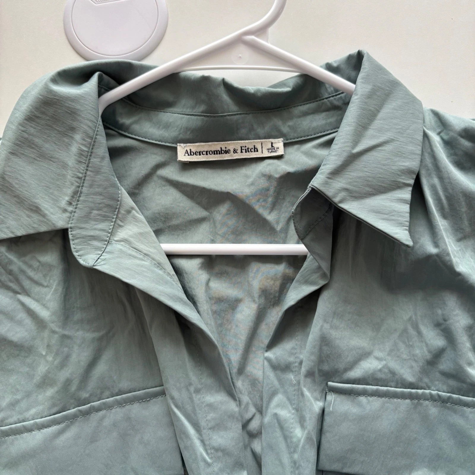 Abercrombie & Fitch Utility Jumpsuit Women Large Sage Green Short Sleeve Pocket
