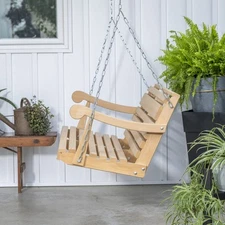 5 Foot Classic Cypress Amish Porch Swing, Handmade Durable Wood, Hanging Chain