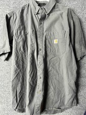 Carhartt Mens Large Relaxed Fit Work Shirt Short Sleeve Button Up