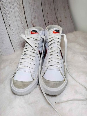 Nike Blazer Mid White Red Leather Basketball Sneakers