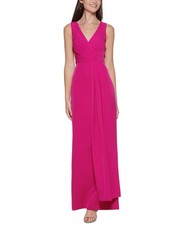 Vince Camuto L95107 Orchid Surplice Pleated Formal Long Gown Dress Size 8