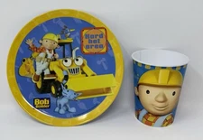 Bob the Builder Melamine 8” Dinner Plate Zak Designs with Plastic Cup Technimark