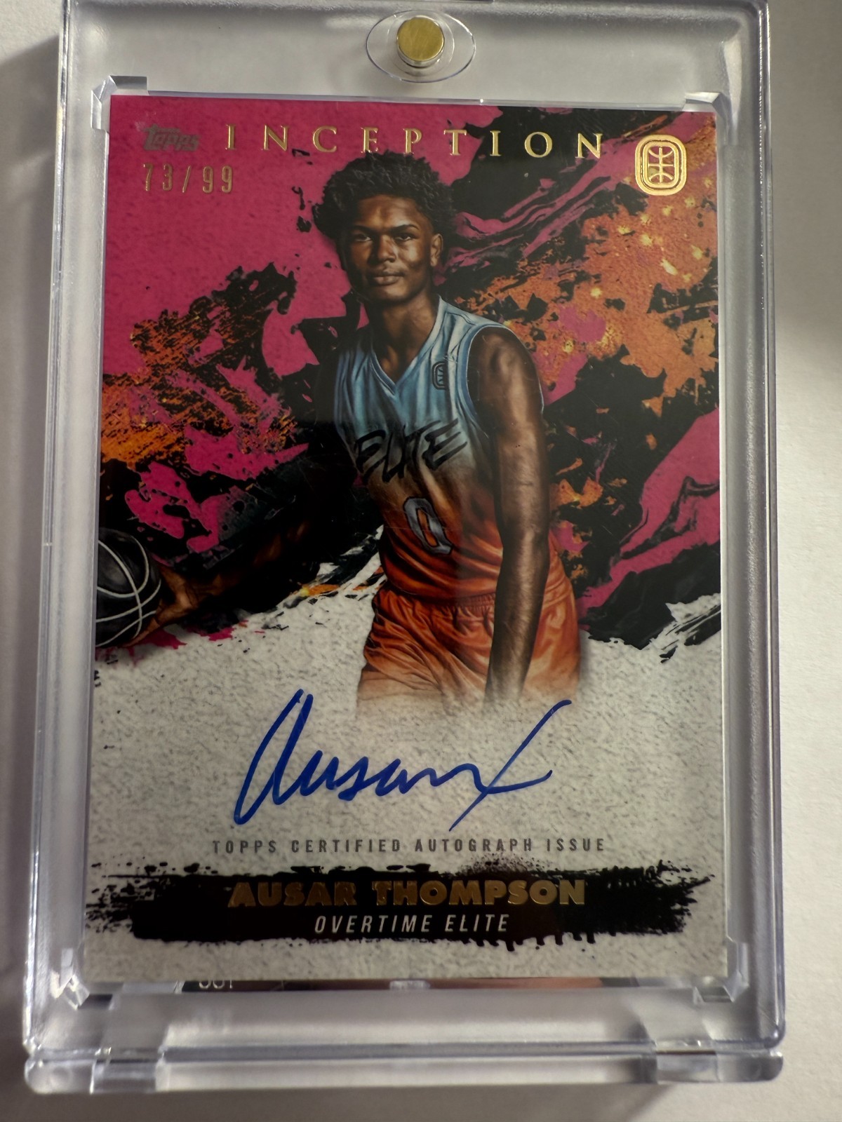 The 2021 Topps Inception OTE Magenta Amen Thompson RC Auto PSA 9
