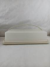 Vtg Tupperware Rectangular Sheet Cake Keeper Beige 15"x11" Cake area 13.5"x9.5"