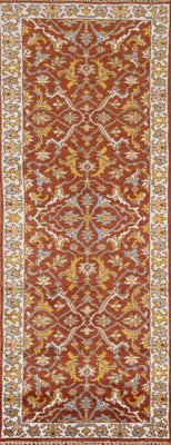 Handmade Rust Wool Carpet Traditional Oriental Runner Rug 3x8 Ft Indian Rug