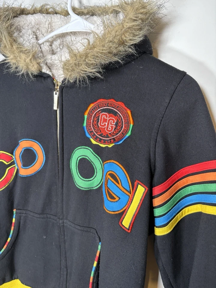 COOJI Vintage Y2K Años 90 Forrada de Piel Sudadera Chaqueta Grunge Mallgoth Pequeña Foto 2 de 4