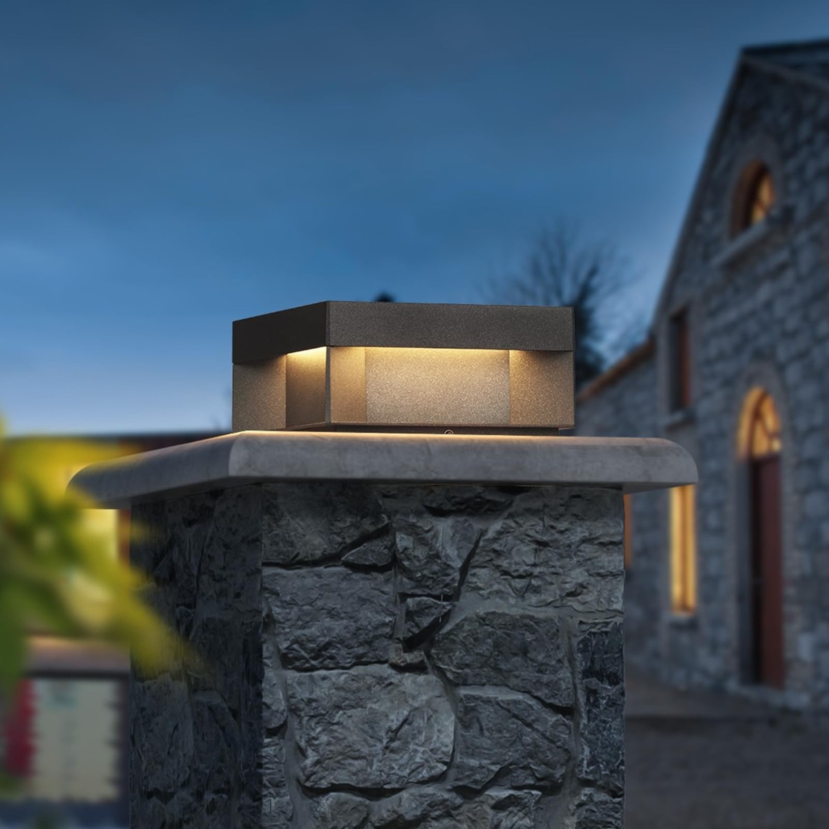 Solar Post Lights, 7.87 Inches Modern Outdoor Pillar Seychelles