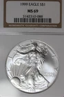 1999 NGC MS69 AMERICAN SILVER EAGLE #B51906