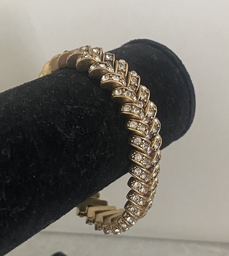 NWOT J Crew Matte Gold Rhinestone Stretch Bracelet - Picture 3 of 4