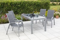 Mx GartenmöBel Amalfi Set 5Tlg. Grau BalkonmöBel TerrassenmöBel Esstischgruppe