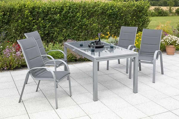 Mx GartenmöBel Amalfi Set 5Tlg. Grau BalkonmöBel TerrassenmöBel Esstischgruppe-image