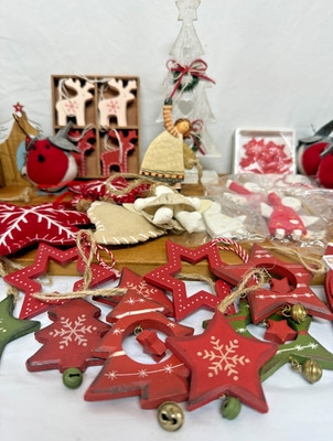 Vintage Scandi Christbaumschmuck Restposten 50+ Teile Holz Filz Ornamente