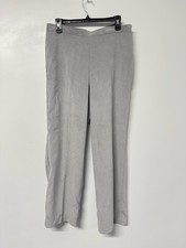 New Alfred Dunner Women's Size 12 Gray Pin Stripe Pant Classic Fit Pull On 60