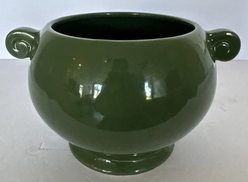 McCoy Pottery Floraline Planter 457 Dark Green MCM 1960’s 8” Round x 6” Tall