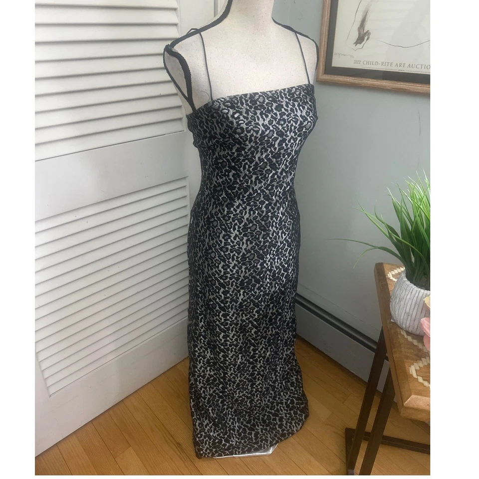 Vestido Vintage RAMPAGE Feminino 7 Preto Prata Tiras Renda Retrô Y2K Vamp Grunge  - Imagem 4 de 4