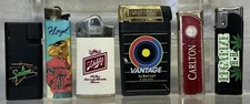 Lot Of 6 Vintage Cigarette Lighters Camel,Salem,Vantage,Schlitz,Carlton Untested