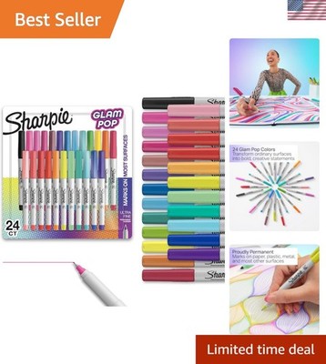 Glam Pop Permanent Markers, Ultra Fine Tip Set, Coloring and Drawing, Resilie...
