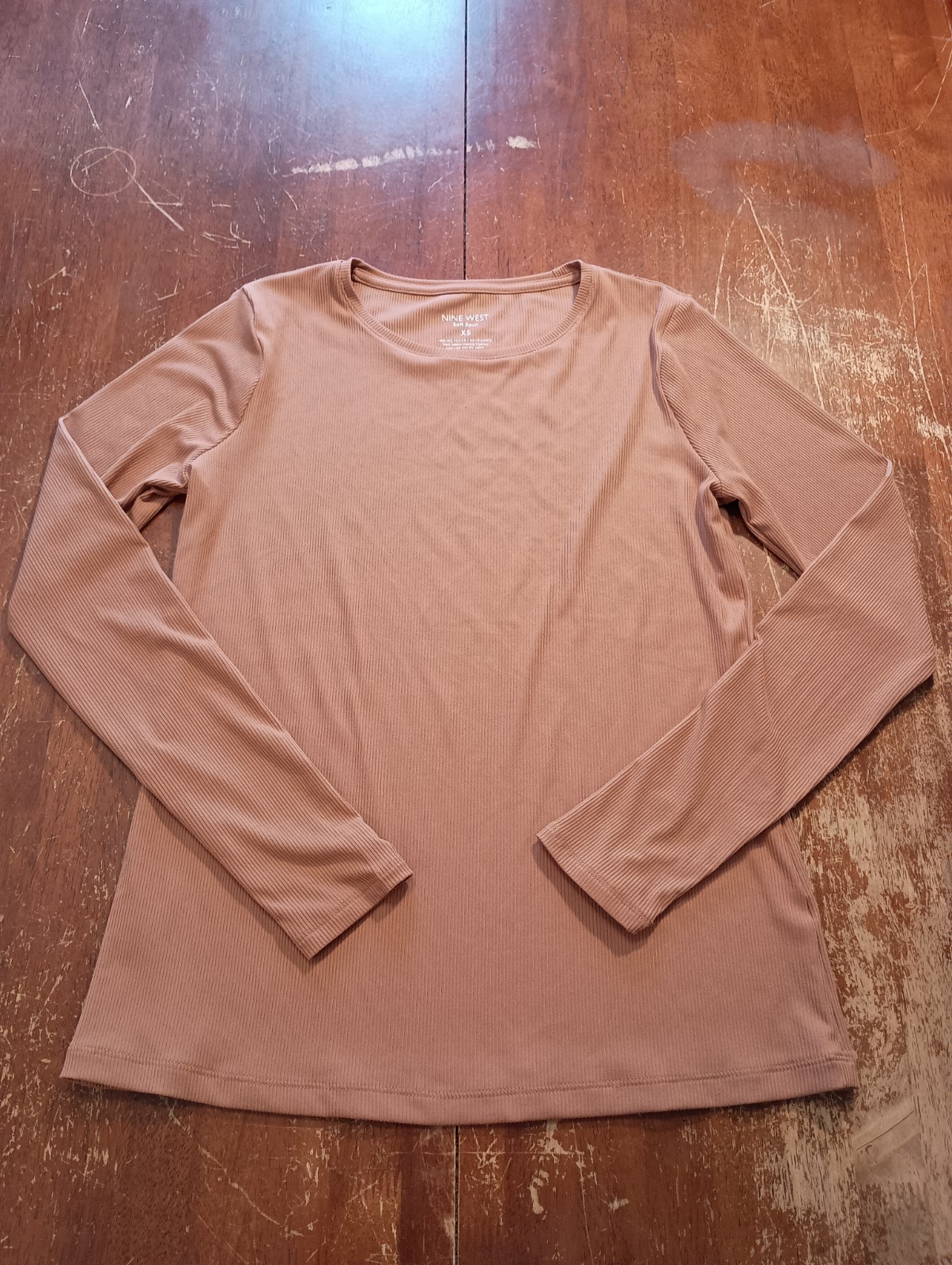Nine West Soft Spun Women's Light Brown Long Sleeve Top XS