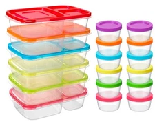 Tanlade 6 Pcs 37oz Bento Lunch Box Reusable, 3 Compartment Meal Prep Containers