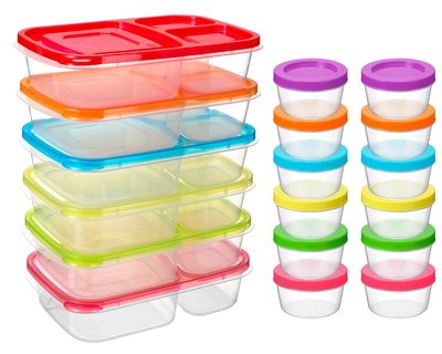 Tanlade 6 Pcs 37oz Bento Lunch Box Reusable, 3 Compartment Meal Prep Containers