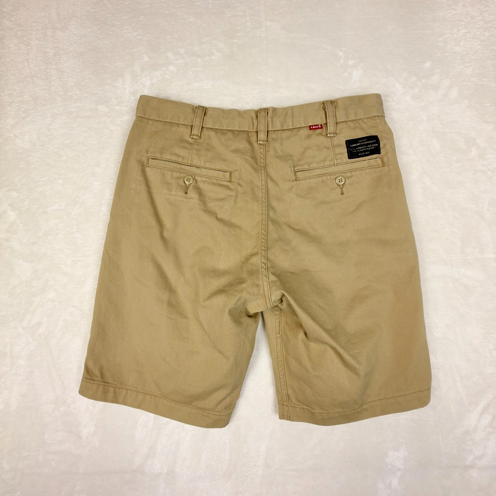 Levis Shorts Mens 31 Beige Chino Flat Front Slash Pockets Twill Casual Zip