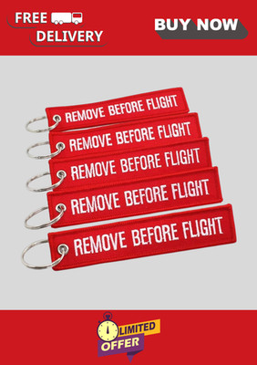 5PCS Aviation Remove Before Flight Keychain   Double Sided Embroidered Jet Tag