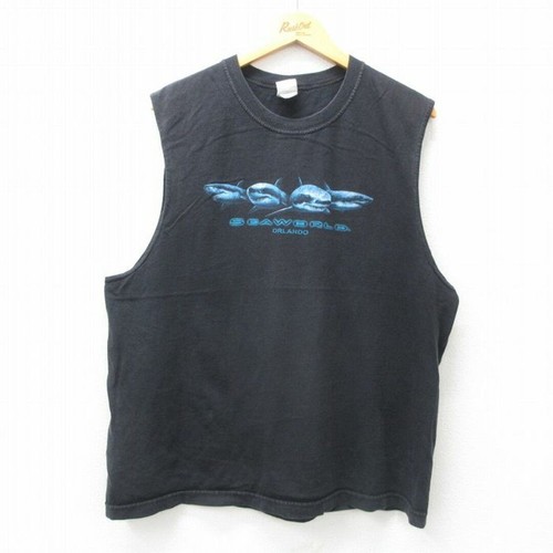 XLCold Sleeveless Vintage T-shirt Men's 00s Shark Cotton Crew Neck Used SSYR-0