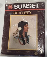Vtg Sunset Stitchery Indian Princess Stitch Kit 2219 Sealed