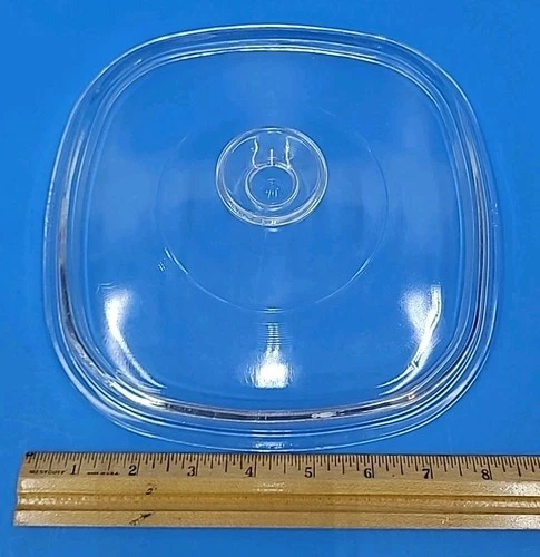 A-9-C Pyrex Replacement Lid 8.5" Only Square Clear 2" Round Knob Corningware VTG