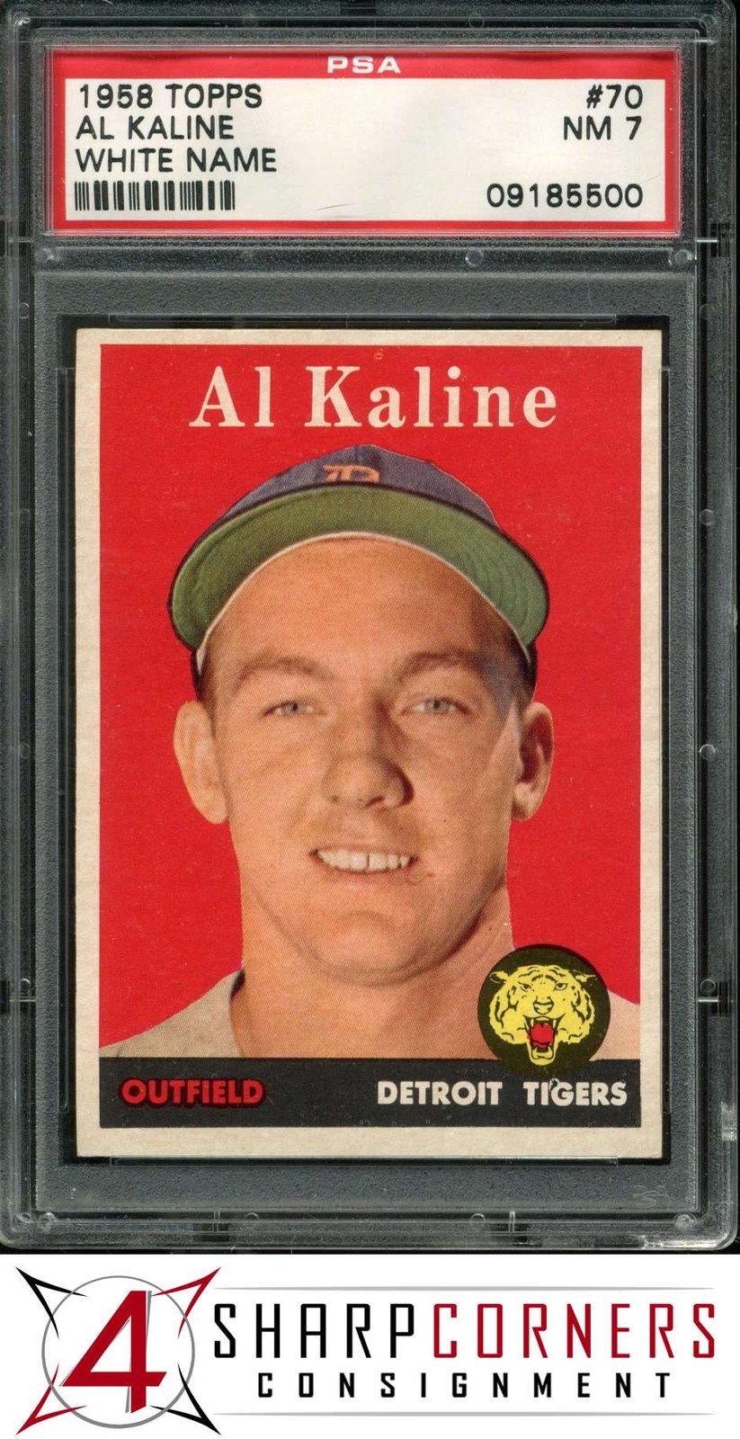 1958 TOPPS #70 AL KALINE TIGERS HOF WHITE NAME PSA 7
