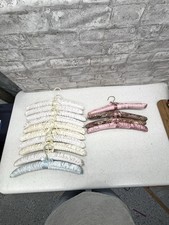Lot of 14 VTG Padded Satin Lace Pink Cream White Blue Boudoir Lingerie Hangers