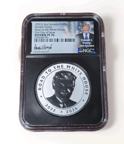 2023 Somalia Donald Trump Road To The White House 2oz Silver NGC Reverse PF70