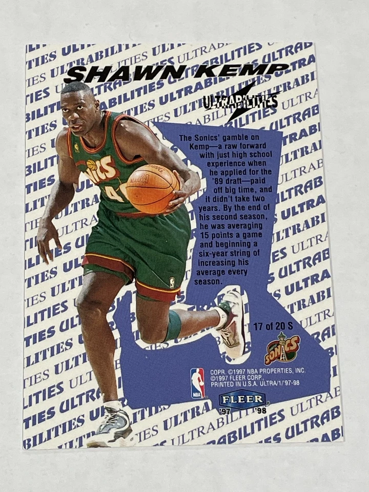 1997-98 Ultra Basketball Ultrabilities Starter - Shawn Kemp - SuperSonics - Image 2 of 2