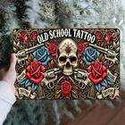 Vintage "Old School Tattoo"Tin Metal Signs Home Décor 8x12 Colorful Skull and Ro
